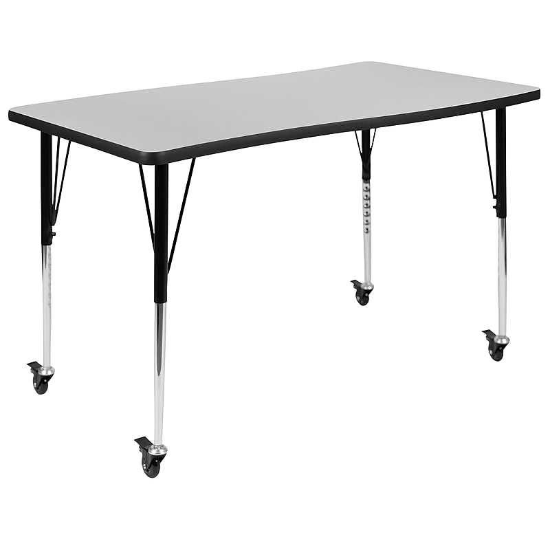 Flash Furniture Wren Rectangular Wave Mobile Activity Table, 28" x 47.5", Height Adjustable, Gray (XUA3048CONGYTAC) image 1