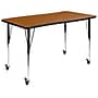 Flash Furniture Wren Rectangular Wave Mobile Activity Table, 28" x 47.5", Height Adjustable, Oak (XUA3048CONOKTAC)~#|#~sp192323522_sc7