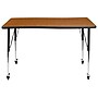 Flash Furniture Wren Rectangular Wave Mobile Activity Table, 28" x 47.5", Height Adjustable, Oak (XUA3048CONOKTAC)~#|#~sp192323529_sc7