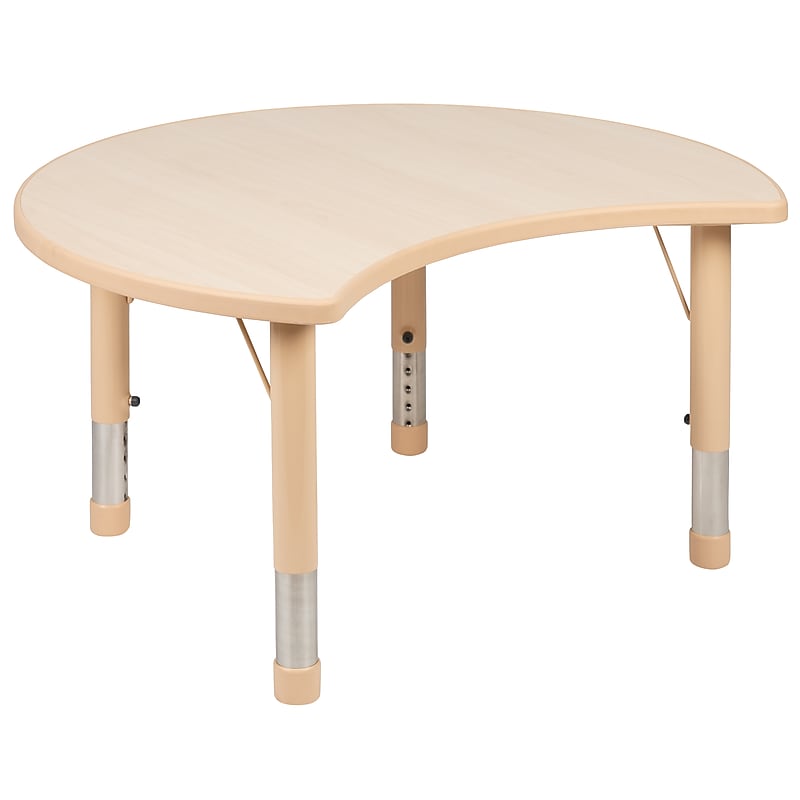 Flash Furniture Wren Crescent Activity Table, Height Adjustable, 25.125" x 35.5", Natural  (YU093CIRTBLNT) image 1