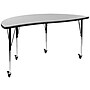 Flash Furniture Emmy 60" Round Mobile Activity Table Set, Height Adjustable, Gray/Black (XUG16CA60HCGTAC)~#|#~sp192323630_sc7