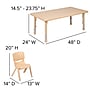 Flash Furniture Emmy Rectangular Activity Table Set, 24" x 48", Height Adjustable, Natural (YCX13RECTBLNAR)~#|#~sp192323662_sc7