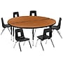 Flash Furniture Emmy 60" Round Activity Table Set, Height Adjustable, Oak/Black (XUG14CHA60HCOTP)~#|#~sp192323827_sc7