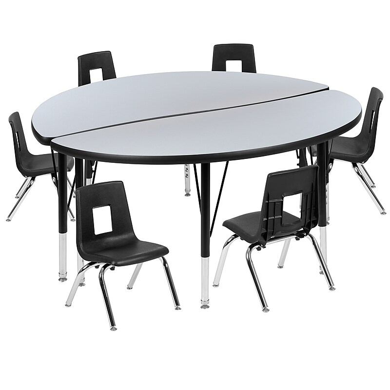 Flash Furniture Emmy 48" Round Activity Table Set, Height Adjustable, Gray/Black (XUG12CHA48HCGTP) image 1
