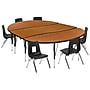 Flash Furniture Emmy Oval Wave Activity Table Set, 60" x 86", Height Adjustable, Oak/Black (XUG12C306C60OTP)~#|#~sp192323959_sc7
