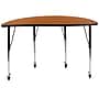 Flash Furniture Wren Half Circle Wave Mobile Activity Table, Height Adjustable, 47.5'', Oak (XUA48HCIRCOKTAC)~#|#~sp192324011_sc7