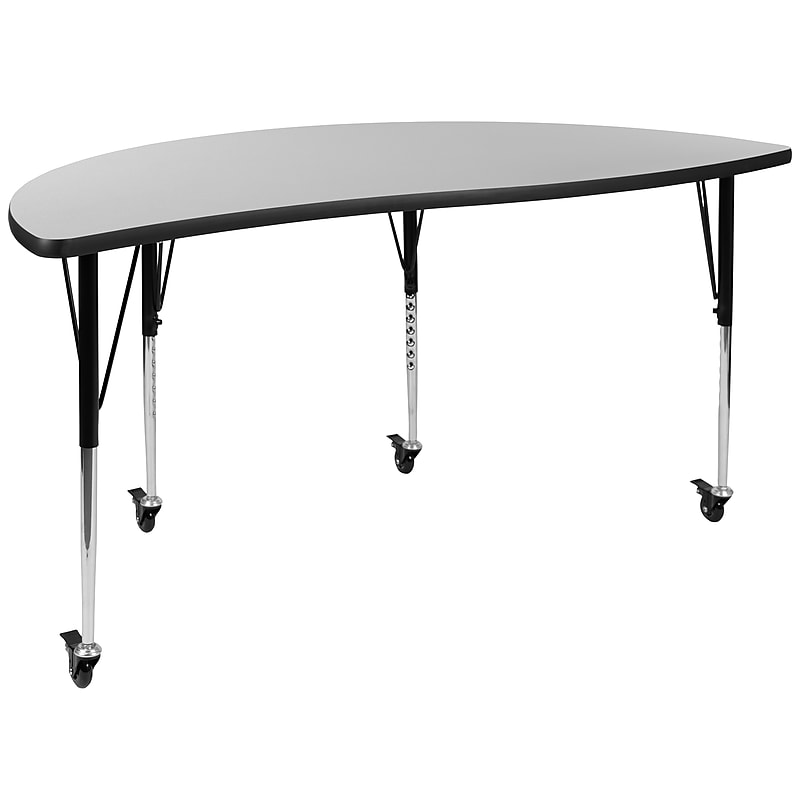 Flash Furniture Wren Half Circle Wave Mobile Activity Table, Height Adjustable, 60'', Gray (XUA60HCIRCGYTAC) image 1