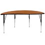 Flash Furniture Wren Half Circle Wave Activity Table, Height Adjustable, 60'', Oak (XUA60HCIRCOAKTA)~#|#~sp192324040_sc7