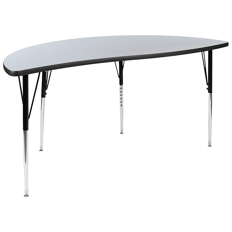 Flash Furniture Wren Half Circle Wave Activity Table, Height Adjustable, 60'', Gray (XUA60HCIRCGYTA) image 1