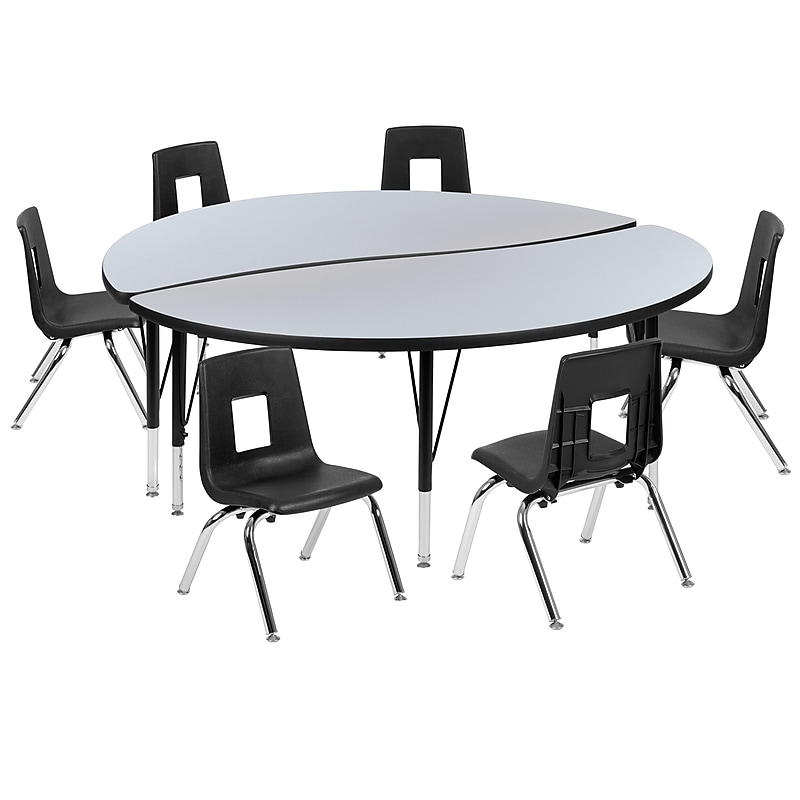 Flash Furniture Emmy 60" Round Activity Table Set, Height Adjustable, Gray/Black (XUG14CHA60HCGTP) image 1
