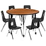 Flash Furniture Emmy 48" Round Mobile Activity Table Set, Height Adjustable, Oak/Black (XUG16CHA4HCOTAC)~#|#~sp192324411_sc7