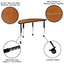 Flash Furniture Emmy 48" Round Mobile Activity Table Set, Height Adjustable, Oak/Black (XUG16CHA4HCOTAC)~#|#~sp192324418_sc7