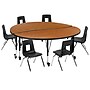 Flash Furniture Emmy 60" Round Mobile Activity Table Set, Height Adjustable, Oak/Black (XUG14CA60HCOTPC)~#|#~sp192325293_sc7