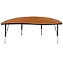 Flash Furniture Wren Half Circle Wave Activity Table, Height Adjustable, 60'', Oak (XUA60HCIRCOAKTP)~#|#~sp192325376_sc7