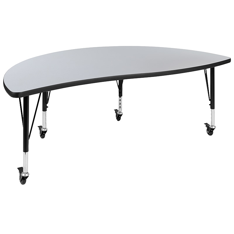 Flash Furniture Wren Half Circle Wave Mobile Activity Table, Height Adjustable, 60'', Gray (XUA60HCIRCGYTPC) image 1