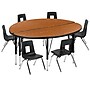 Flash Furniture Emmy 47.5" Round Mobile Activity Table Set, Height Adjustable, Oak/Black (XUG14CHA48HCOTP)~#|#~sp192325406_sc7