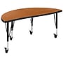 Flash Furniture Wren Half Circle Wave Mobile Activity Table, Height Adjustable, 47.5'', Oak (XUA48HCIRCOKTPC)~#|#~sp192325602_sc7