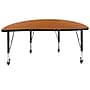 Flash Furniture Wren Half Circle Wave Mobile Activity Table, Height Adjustable, 47.5'', Oak (XUA48HCIRCOKTPC)~#|#~sp192325615_sc7