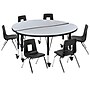 Flash Furniture Emmy 48" Round Mobile Activity Table Set, Height Adjustable, Gray/Black (XUG12CHA4HCGTPC)~#|#~sp192325659_sc7