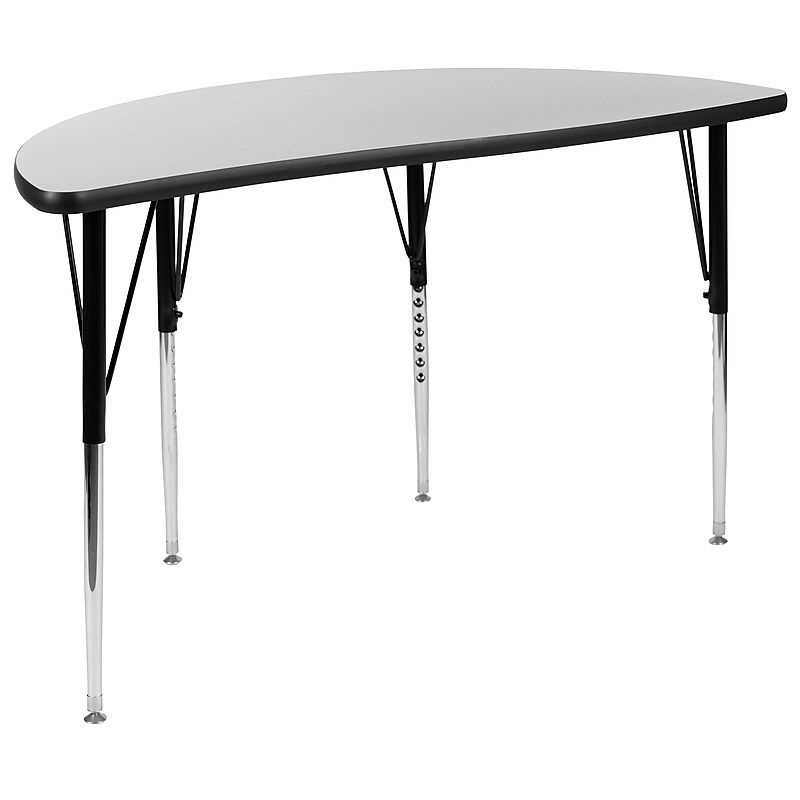 Flash Furniture Wren Half Circle Wave Activity Table, Height Adjustable, 47.5'', Gray (XUA48HCIRCGYTA) image 1