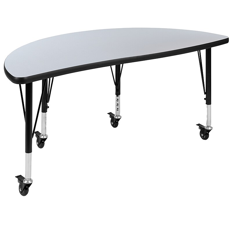 Flash Furniture Wren Half Circle Wave Mobile Activity Table, Height Adjustable, 47.5'', Gray (XUA48HCIRCGYTPC) image 1