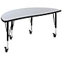Flash Furniture Wren Half Circle Wave Mobile Activity Table, Height Adjustable, 47.5'', Gray (XUA48HCIRCGYTPC)~#|#~sp192325685_sc7