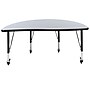 Flash Furniture Wren Half Circle Wave Mobile Activity Table, Height Adjustable, 47.5'', Gray (XUA48HCIRCGYTPC)~#|#~sp192325692_sc7