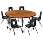 Flash Furniture Emmy 47.5" Round Mobile Activity Table Set, Height Adjustable, Oak/Black (XUG14CHA4HCOTPC)~#|#~sp192325727_sc7