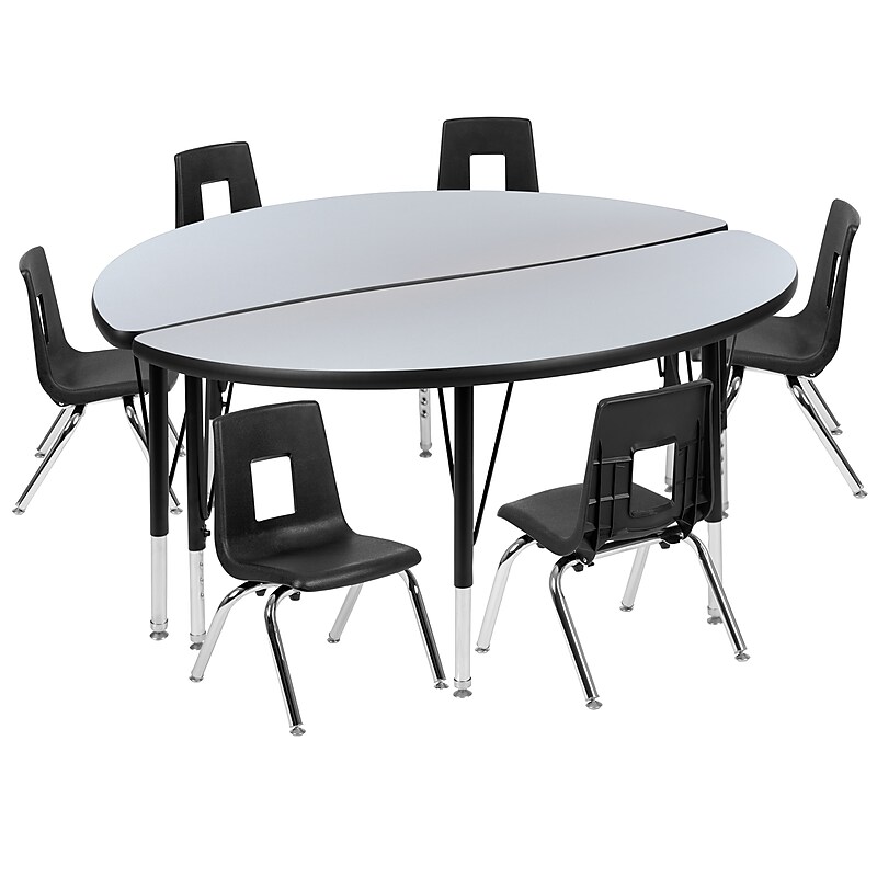 Flash Furniture Emmy 47.5" Round Activity Table Set, Height Adjustable, Gray/Black (XUG14CHA48HCGTP) image 1