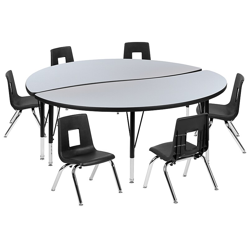 Flash Furniture Emmy 60" Round Activity Table Set, Height Adjustable, Gray/Black (XUG12CHA60HCGTP) image 1