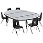 Flash Furniture Emmy Oval Wave Activity Table Set, 47.5" x 76", Height Adjustable, Grey/Black (XUG14C304C48GTP)~#|#~sp192326017_sc7