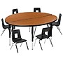 Flash Furniture Emmy 48" Round Activity Table Set, Height Adjustable, Oak/Black (XUG12CHA48HCOTP)~#|#~sp192326069_sc7