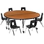 Flash Furniture Emmy 60" Round Mobile Activity Table Set, Height Adjustable, Oak/Black (XUG12CA60HCOTPC)~#|#~sp192326082_sc7
