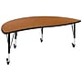 Flash Furniture Wren Half Circle Wave Mobile Activity Table, Height Adjustable, 60'', Oak (XUA60HCIRCOKTPC)~#|#~sp192326113_sc7