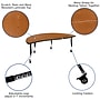 Flash Furniture Wren Half Circle Wave Mobile Activity Table, Height Adjustable, 60'', Oak (XUA60HCIRCOKTPC)~#|#~sp192326123_sc7