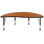 Flash Furniture Wren Half Circle Wave Mobile Activity Table, Height Adjustable, 60'', Oak (XUA60HCIRCOKTPC)~#|#~sp192326126_sc7