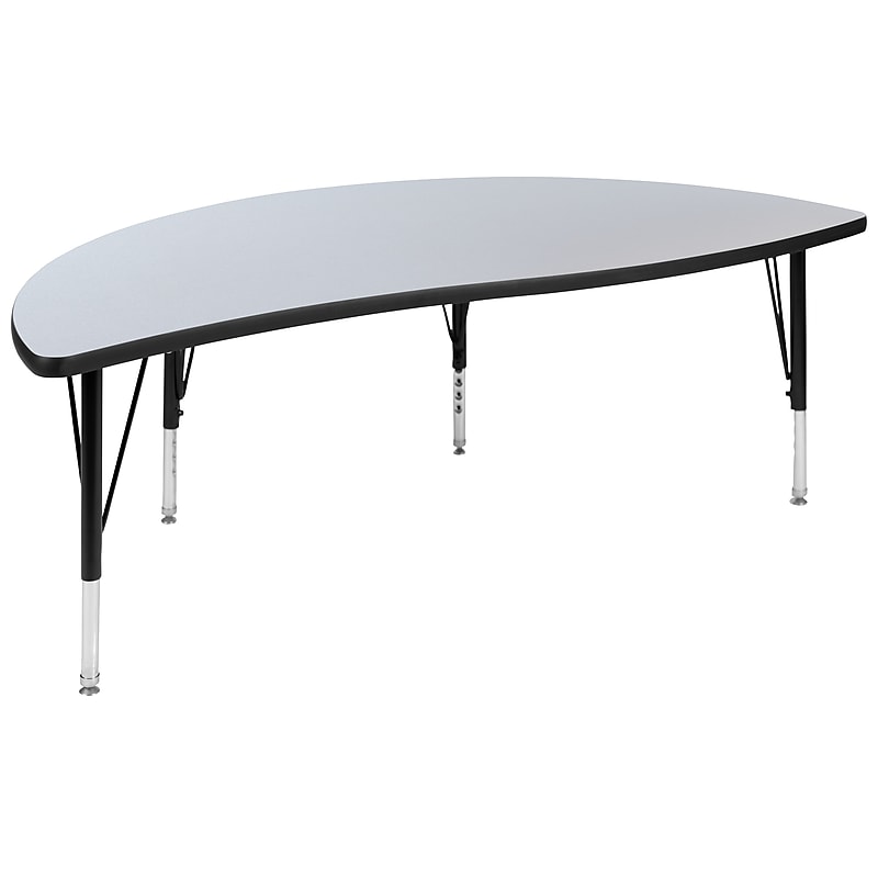 Flash Furniture Wren Half Circle Wave Activity Table, Height Adjustable, 60'', Gray (XUA60HCIRCGYTP) image 1