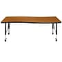 Flash Furniture Wren Rectangular Wave Mobile Activity Table, 26" x 60", Height Adjustable, Oak (XUA3060CONOKTPC)~#|#~sp192326196_sc7