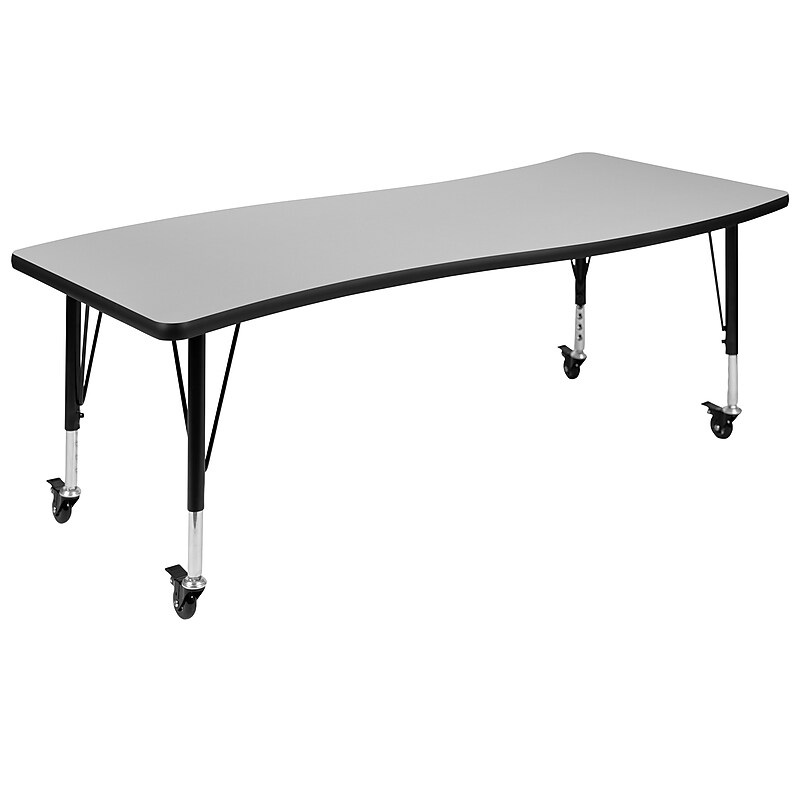 Flash Furniture Wren Rectangular Wave Mobile Activity Table, 26" x 60", Height Adjustable, Gray (XUA3060CONGYTPC) image 1