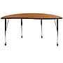Flash Furniture Wren Half Circle Wave Mobile Activity Table, Height Adjustable, 60'', Oak (XUA60HCIRCOKTAC)~#|#~sp192326412_sc7