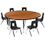 Flash Furniture Emmy 60" Round Activity Table Set, Height Adjustable, Oak/Black (XUG12CHA60HCOTP)~#|#~sp192326515_sc7