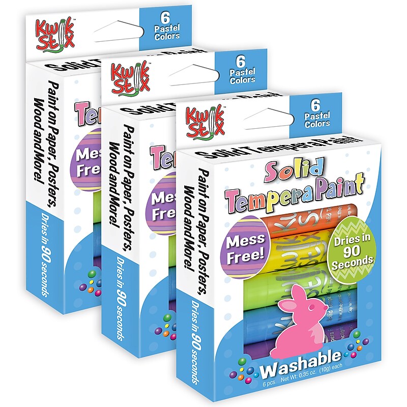 Kwik Stix Tempera Paint Stick Marker, Assorted Colors, 6/Pack, 3 Packs/Bundle (TPG679-3) image 1