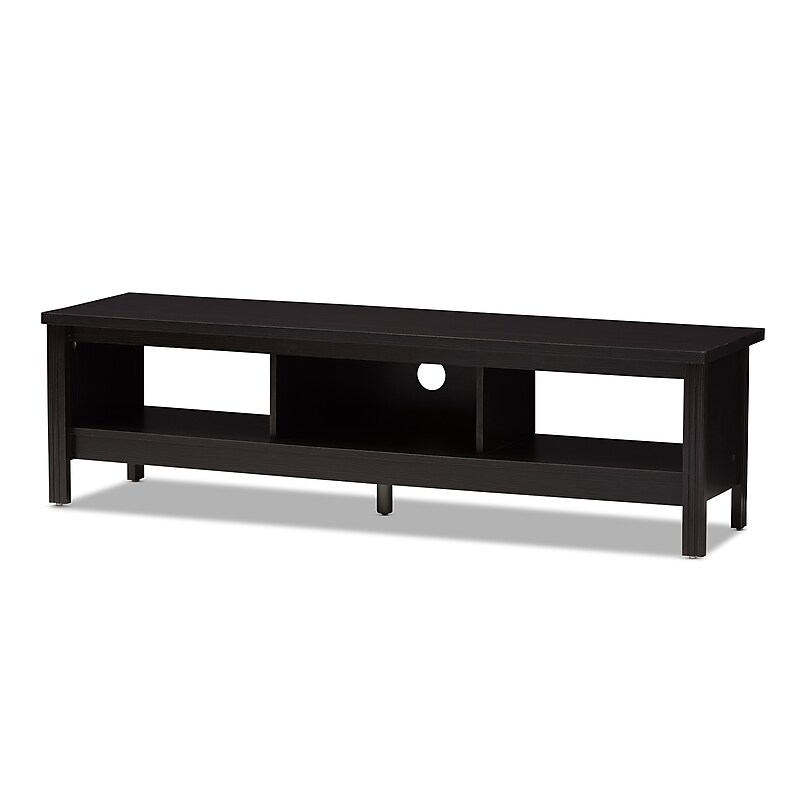 Baxton Studio Callie 3-Shelf Wood TV Stand, Wenge Dark Brown, Screens up to 64" (146-8291-HiT) image 1