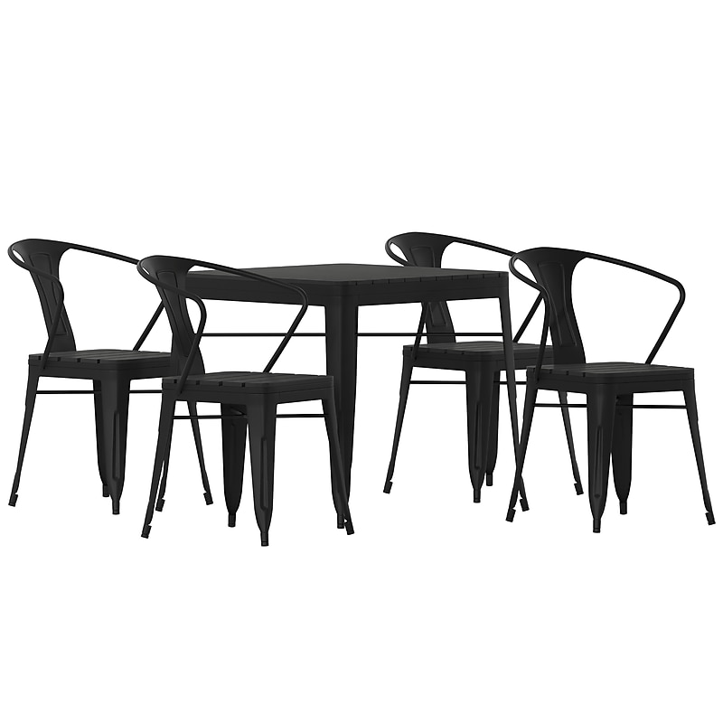 Flash Furniture Helvey Indoor-Outdoor Table and Chairs Set, 5 Pieces (SBT11C4TBK) image 1