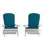 Flash Furniture Charlestown Folding Adirondack Chairs, White with Teal Cushions, 2 Pack (2JJC14505CSTLWH)~#|#~sp195659094_sc7