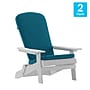 Flash Furniture Charlestown Folding Adirondack Chairs, White with Teal Cushions, 2 Pack (2JJC14505CSTLWH)~#|#~sp195659102_sc7