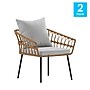 Flash Furniture Evin Indoor/Outdoor Rope Rattan Wicker Patio Chairs, Gray Cushions, 2 Pack (SB1960CHGY)~#|#~sp195659255_sc7