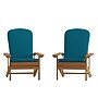 Flash Furniture Charlestown Adirondack Chairs, Teak with Teal Cushions, 2 Pack (2JJC14501CSTLTK)~#|#~sp195659274_sc7