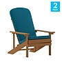 Flash Furniture Charlestown Adirondack Chairs, Teak with Teal Cushions, 2 Pack (2JJC14501CSTLTK)~#|#~sp195659281_sc7