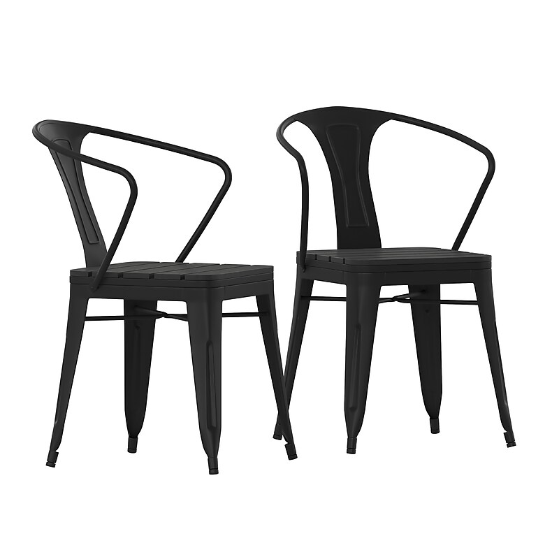 Flash Furniture Helvey Indoor/Outdoor Stacking Arm Chair, 2 Pack (2SBT11CBK) image 1